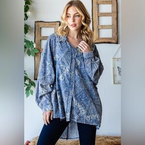 Oli & Hali Bandana Patchwork Button Down Top • Distressed Western Boho Style